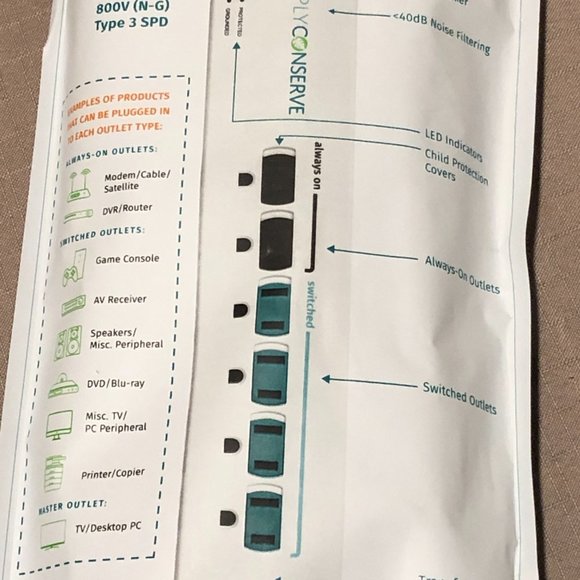 *NIB* Simply Conserve 7 Outlet Advanced Power - Picture 8 of 9